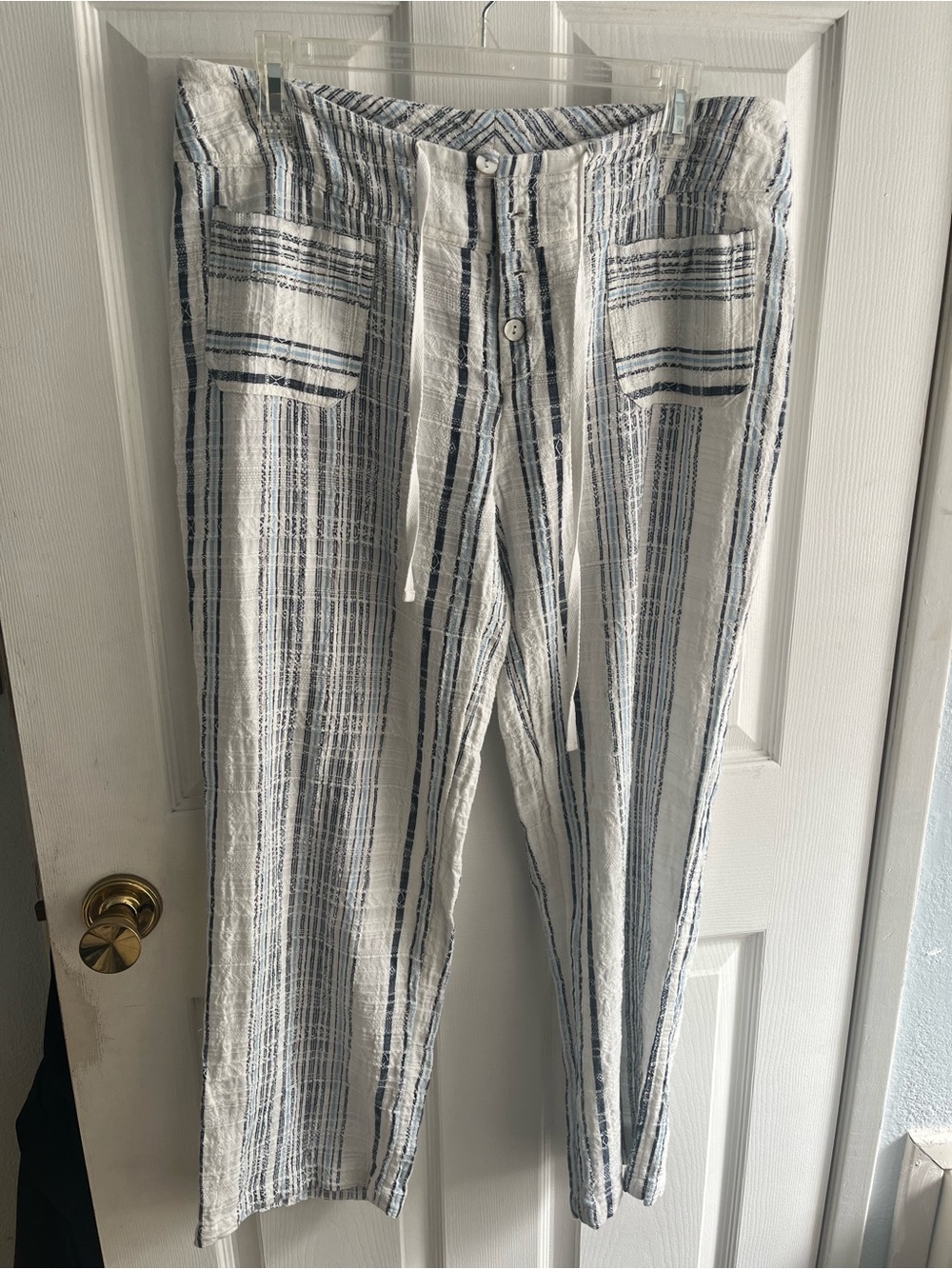 Sundance White and Blue Striped 100% Cotton Pants MP 27” Length